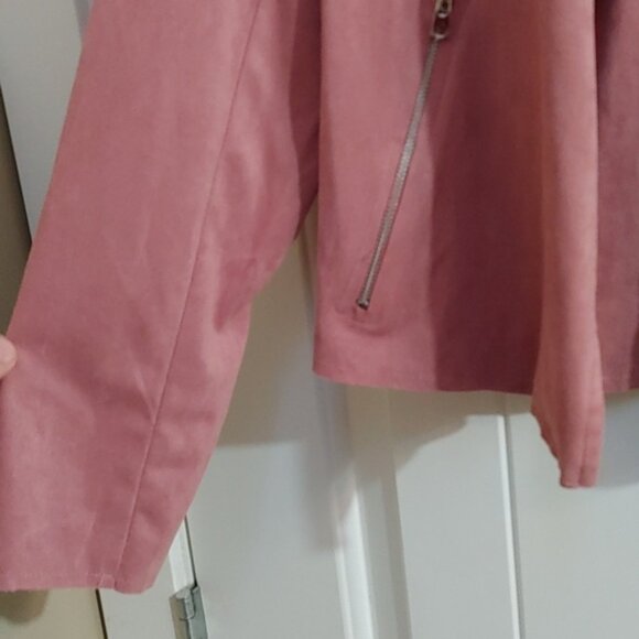 One by Chapter One drape cropped front jacket cardigan long sleeve dark Pink - Picture 4 of 8